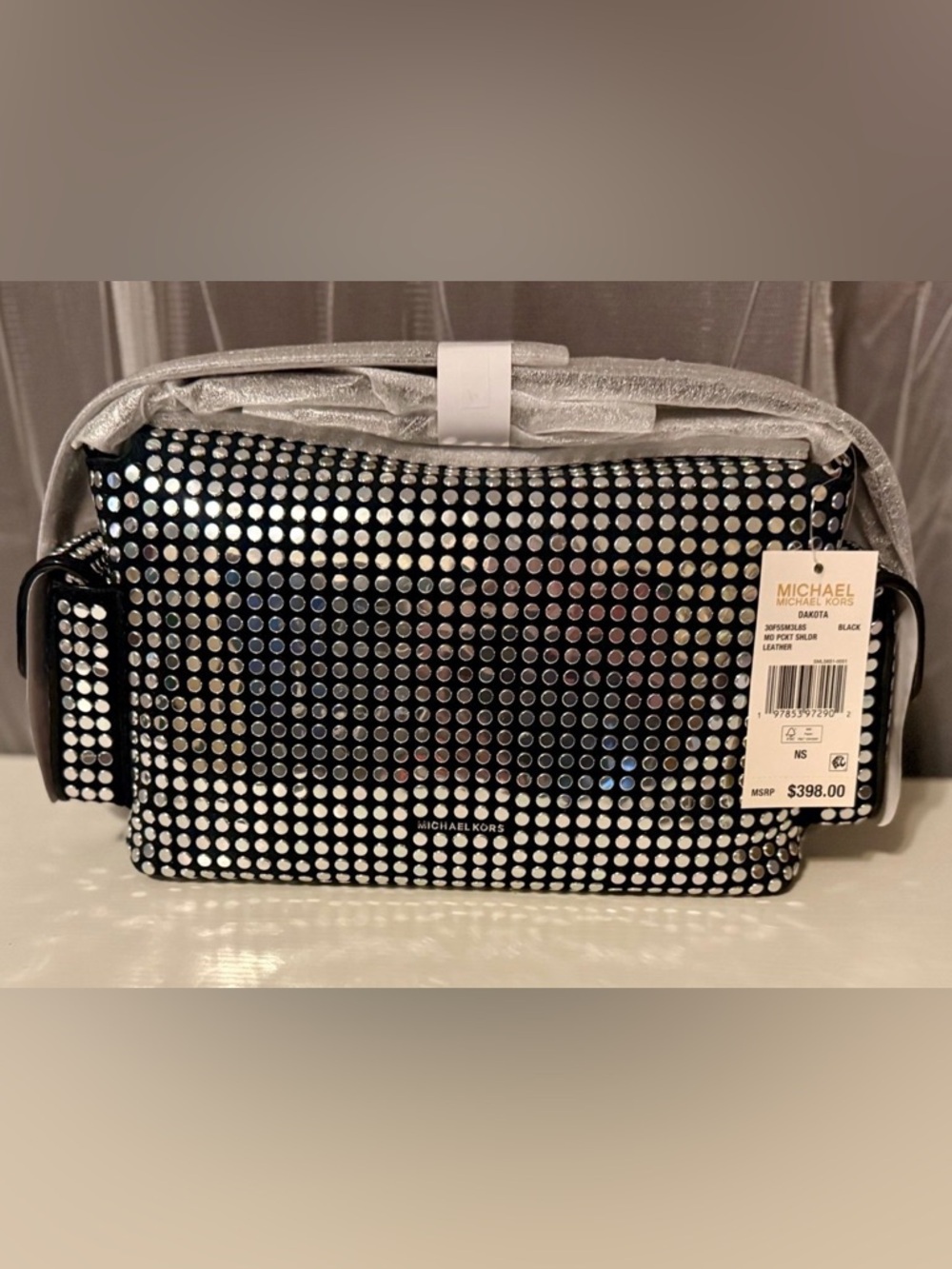 Michael Kors Black and Silver Studded Dakota Shoulder Bag - Picture 2 of 11